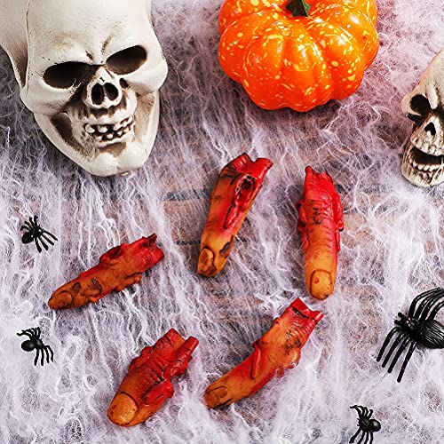 BBABBT 10 Piezas de Dedos sangrientos de Miedo Falsos, Broma de Miedo de Manos ensangrentadas para decoración de Halloween Accesorios de casa embrujada