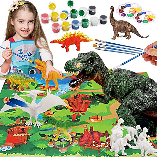 Bdwing Juego de Dinosaurios de Pintura Kit para Niños y Niñas, Pintando y Creativo DIY Juguetes 3D de 42 Piezas , Figuras de Dinosaurios Kit Manualidades para 4 5 6 7 8 9 Niños