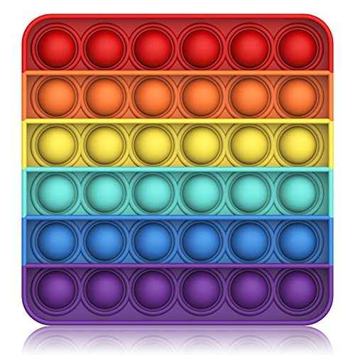 Bdwing Push and Pop Bubble Fidget Toy, Juguete Antiestres Educativo para aliviar el estrés, Necesidades Especiales silenciosas Aula para niños (Square-Rainbow)