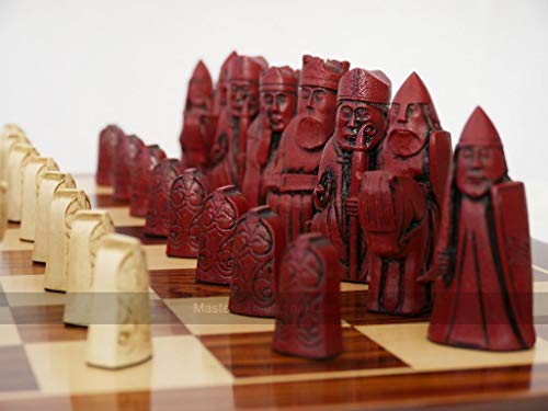 Berkeley Chess Isle of Lewis Chess Set (Cream and Red, Board Not Included)