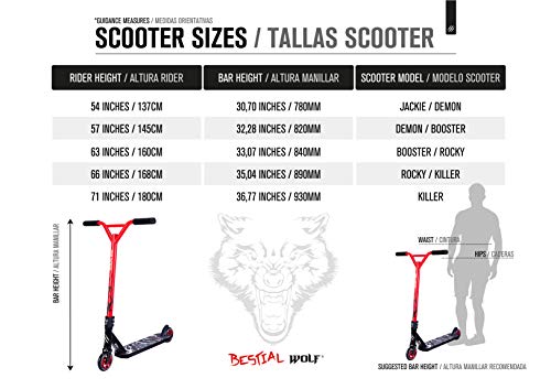 Bestial Wolf Booster B18 | Patinete Scooter | Patinete Freestyle | Patinete Profesional | Riders | Nivel Semi Pro | Color Naranja