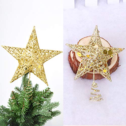 BESTOYARD Estrella de Árbol de Navidad de Cinco Puntas para Árbol de Navidad Decoración Árbol de Navidad (Dorados) 12 cm