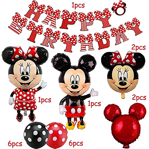 BESTZY Minnie Cumpleaños Decoracion Juego Globos, globo temático Fiesta de Tema de Juegos Incluye Globos de Látex Decoraciones de cumpleaños de Mickey（Rojo）