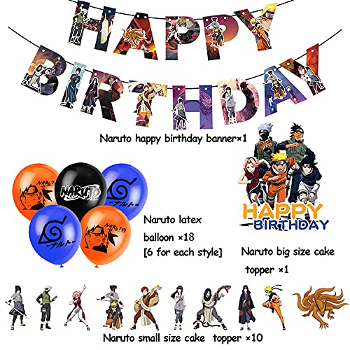 BKJJ Naruto Cumpleaños Decoracion Juego Globos, Naruto Juego Tema de Cumpleaños Suministros de Fiestas Fiesta de Tema de Juegos Incluye Globos de Látex