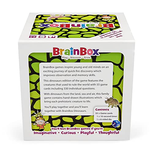 BrainBox Dinosaurios (2022) | Juego de Cartas | Edades 6+ | 1+ Jugadores | 10+ Minutos Jugando Tiempo