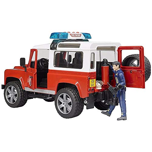 BRUDER - Land Rover Defender Station Wagon bomberos con muñeco escala 1:16 - 02596