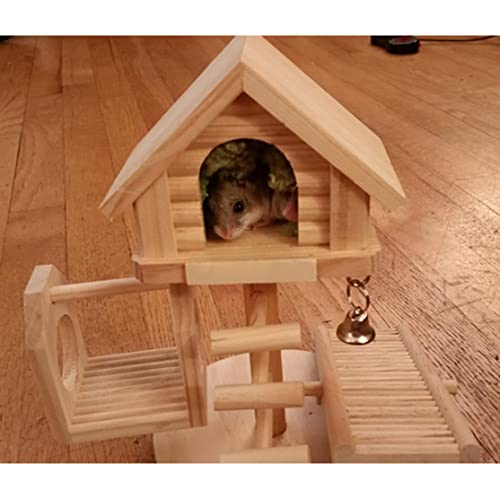 Budstfee Casa de Madera Escalada Escalada Creative Hamster Playground Seesaw Swing Hideout Ejercicio Juguete Combinado para Animales pequeños
