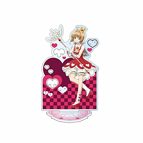 Card Captor Sakura Anime Stand Figure, Card Captor Kinomoto Sakura AcríLico Personajes Estatua Modelo para niños Anime Fans Regalo 15 cm