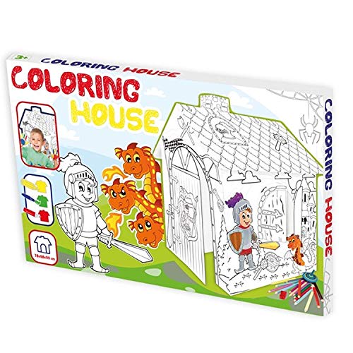 Casa de Juegos de Cartón Caballero Casa de Cartón para Pintar Casa Juguete de Cartón