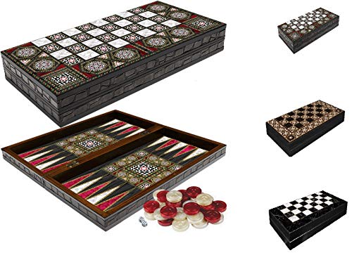 CasaXXl Backgammon Tavla - Juego de mesa para mujer, juego de estrategia clásico con tablero plegable 2 en 1