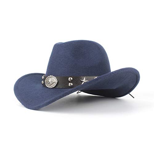 Casco de visera Sombrero de vaquero occidental for mujer Sombrero de padrino de hombre de pentagrama Sombrero de padrino sombrero para el sol para los hombres ( Color : Navy blue , Size : 56-59cm )