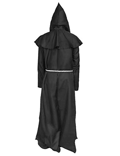 chuangminghangqi Disfraz medieval de Mönch Robe Prister para Halloween (XXL, negro)