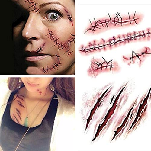 Cicatrices De Halloween Tatuajes Herida Miedo Pegatina De Lesión De Sangre Costra Falsa Maquillaje Sangriento Decoración De Halloween Kit De Maquillaje Zombie Seguro For Niños Y Adultos