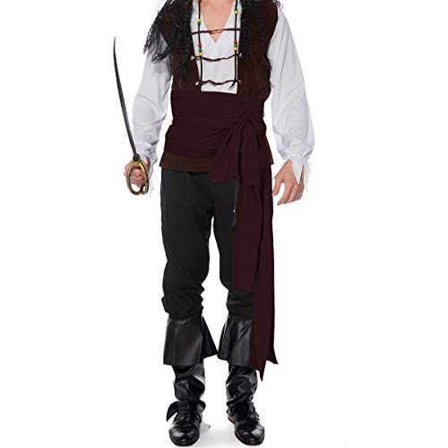 Cinturón ancho para disfraz de pirata capitán Jack renacimiento medieval Halloween rojo intenso Talla única