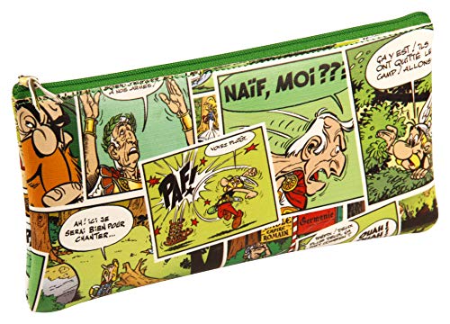 Clairefontaine 812907C - Trousse Scolaire Plate ''Astérix Comics'' 11x22 cm, Vert