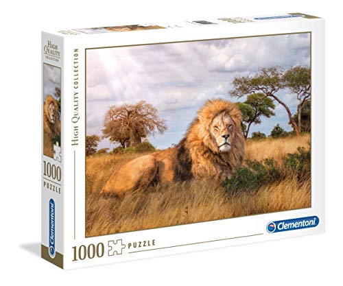 Clementoni - Puzzle 1000 piezas animales, León en la Savana, El Rey, Puzzle adulto (39479)