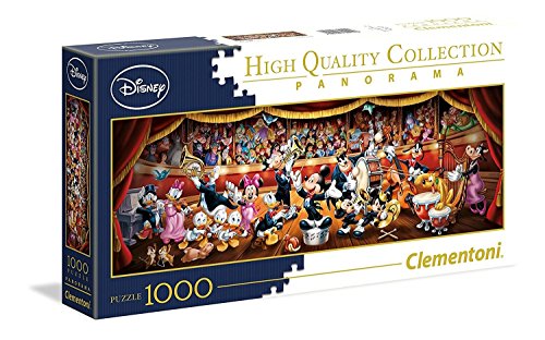 Clementoni - Puzzle 1000 piezas panorámico Orquesta Disney, Puzzle adulto Disney Classic (39445)