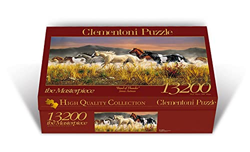 Clementoni - Puzzle 13200 piezas paisaje con animales, Caballos salvajes corriendo, Band Of Thunder, Puzzle adulto (38006)