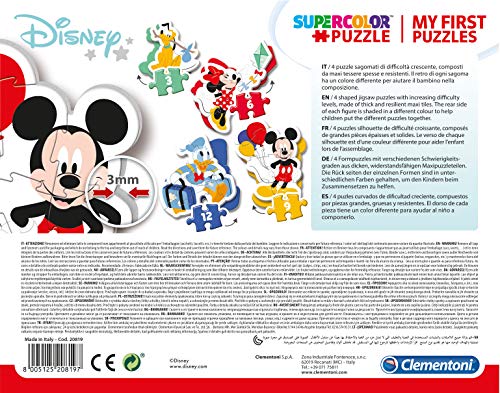 Clementoni - Puzzle infantil Mickey Mouse, progresivo 3-6-9-12 piezas, My First Puzzle, a partir de 2 años (20819)