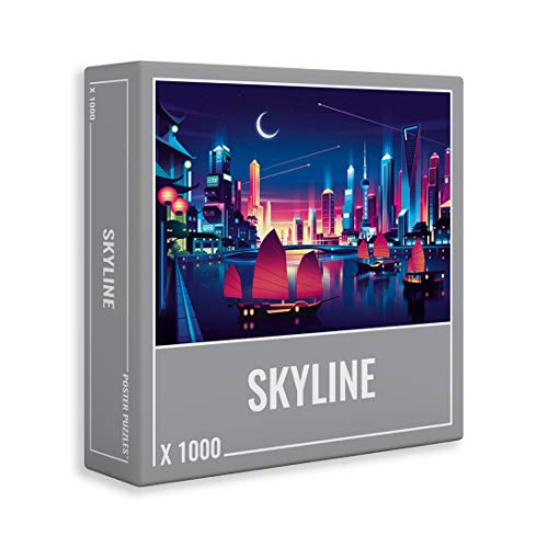 Cloudberries Skyline - Rompecabezas de 1000 Piezas con Vistas de la Ciudad para Adultos con Colores neón Frescos y un desafiante diseño Degradado
