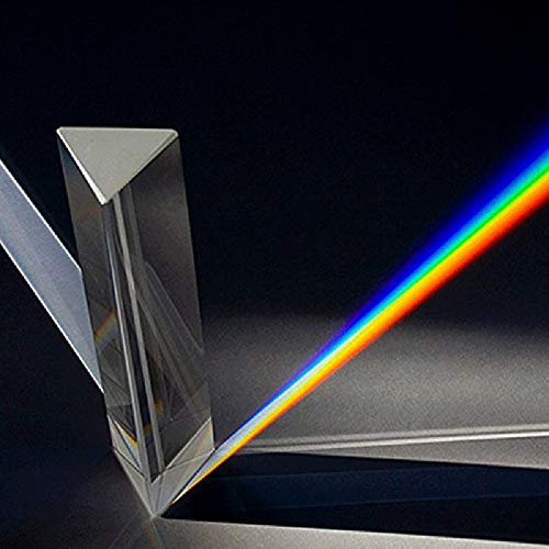 Co-link Triangular Vidrio Óptico Triple Prisma Refractor Óptico con Caja de Regalo, Prisma de Vidrio para la enseñanza de la física del Espectro