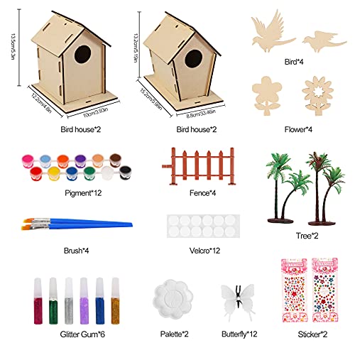 Colmanda Casa pájaros Pintar, 4 Piezas Casa de pájaros de Bricolaje, Kit de Casa para Pájaros para Niños Casa de Pájaros Madera, Casa de pájaros para Pintar de Bricolaje Creativo Regalo para Niños