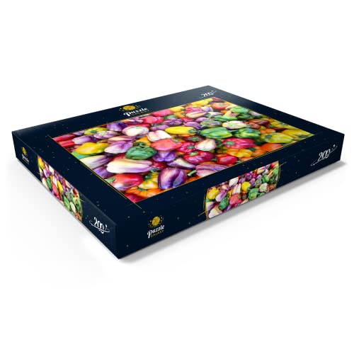 Coloridos Pimientos Frescos En El Mercado Agrícola - Premium 200 Piezas Puzzles - Colección Especial MyPuzzle de Puzzle Galaxy