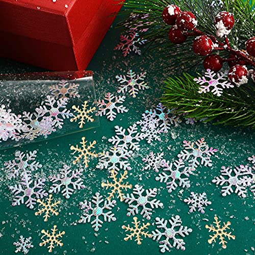 Confeti de Copos de Nieve Navideño, 400 Piezas Brillo Navideño Confeti de Mesa Copo de Nieve Brillante de Navidad Confeti de Mesa para Suministros de Fiesta de Cumpleaños de Navidad