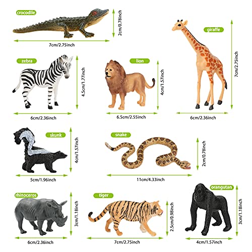 Conjunto de Juguetes Animales de Mini Selva de 9 Piezas Achort Mini Animal Salvaje Figura Modelo Juguetes Set de Simulación De Plástico Animales Niños Niñas Juguete Cognición Educativa