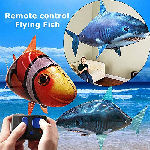 Control Remoto Flying Air Shark Toy RC Animal Toys Globo Inflable Flying Shark Globos Regalo para niños (Naranja, Goldfish)