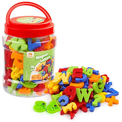 Coogam Mayúsculas Minúscula Magnéticos Letras y Números para Niños Símbolos Matematicos A-Z Alfabeto Imanes de Refrigerador El Mejor Juguete (78 Unidades)
