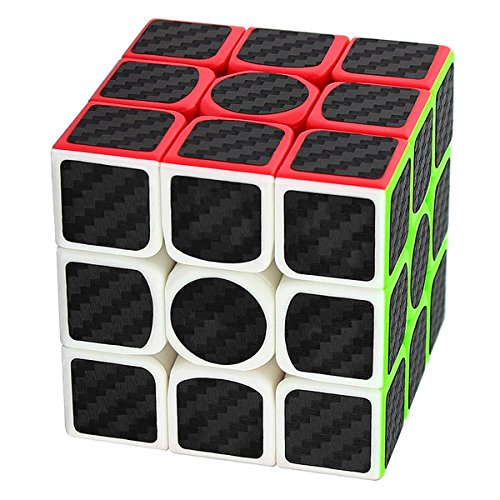Coolzon 3x3x3 Cubo Magico Rompecabezas Speed Magic Puzzle Cube con Adhesivo de Fibra de Carbono, Negro