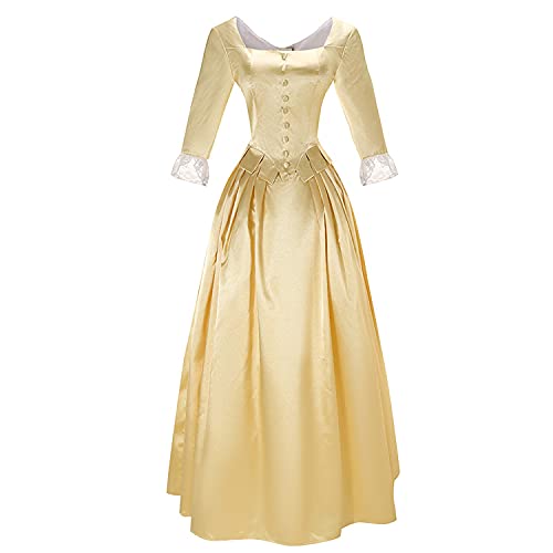 Cosplayfly Hamilton Concierto Peggy Elizabeth Angelica Cosplay Disfraz de corsé de dama victoriano rococó vestido medieval para mujer (XL, amarillo B)