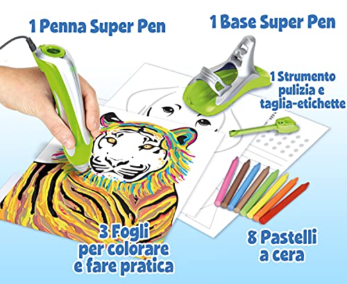 CRAYOLA - Super Pen Tigre, para disolver las pastillas de cera y crear diseños en relieve, actividades creativas y regalo para niños, edad 8+, color plata/verde, 25-0395