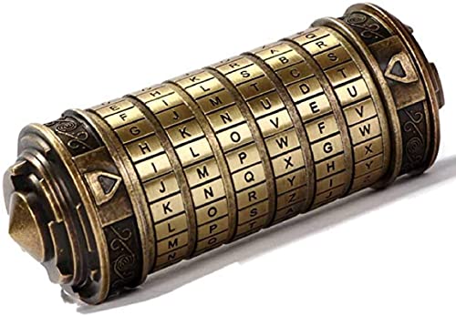 Cryptex Da Vinci Code Caja de Rompecabezas Bloqueo Cerebro Acertijo Cilindro Pod Rompecabezas Alfabeto Interesante Aniversario Regalos de Cumpleaños Creativo Romántico para Novio y Novia Cobreño