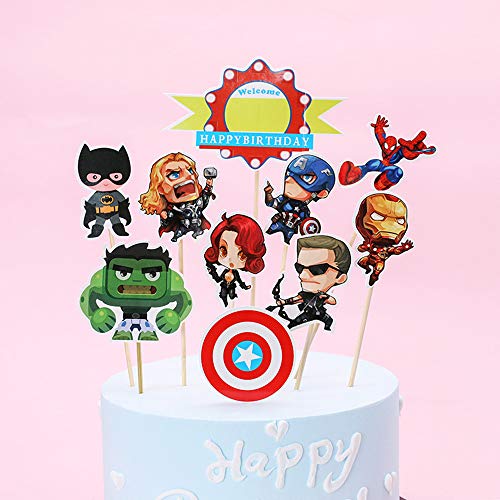 Cupcake Toppers Decoración de Pastel Superhero Cupcake Toppers para Fiesta de Cumpleaños 10 piezas