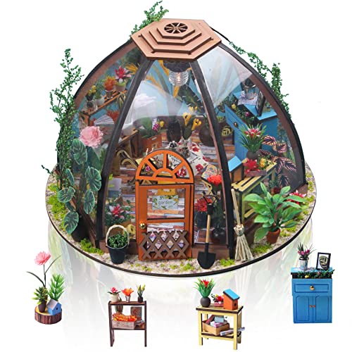 Cuteefun Kit de Casa en Miniatura de Bricolaje para Adultos para Construir, Modelo de Casa de Manualidades con Muebles y Herramientas, Haz tu Propio Regalo, Casa de Flores Estrelladas