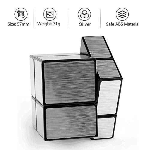 D-FantiX Shengshou Espejo Cube Set, 2x2 3x3 bloques de espejo 2x2 3x3 velocidad cubo paquete irregular Speedcube desigual rompecabezas juguetes plata
