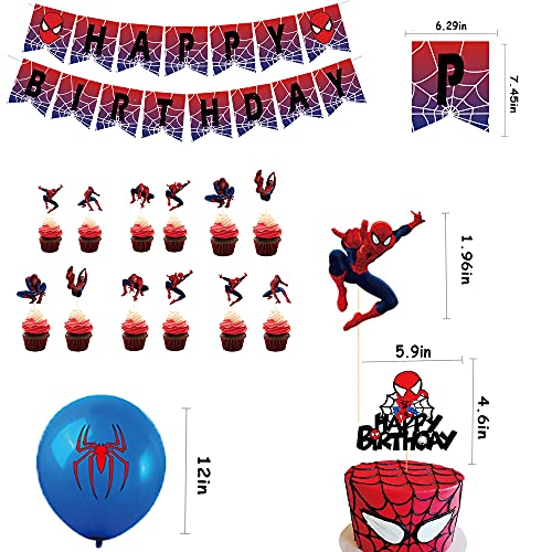 Decoración Spiderman Cumpleaños Globos Spider Man Feliz Cumpleaños Del Pancarta Decoración para Tarta de Superhero Fiesta de Spider Man para Cumpleaños de Niños