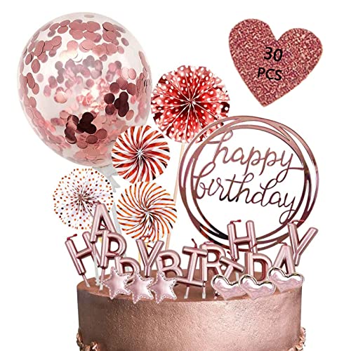Decoracion Tarta Cumpleaños, Cake Topper Globos, 30 Piezas Happy Birthday Decoracion Tarta, Topper Tarta,Decoración Tartas.