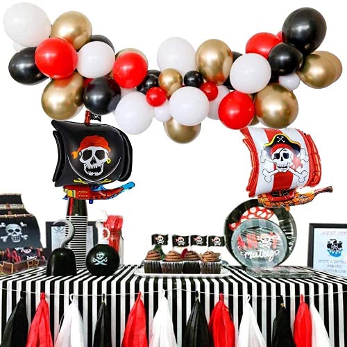 Decoraciones de Fiesta de cumpleaños Pirata con Pirata Tatuaje Temporal Banner Barco Pirata Globos de Barco para niños 1 ° 2 ° 3 ° 4 ° 5 ° 10 ° Suministros de cumpleaños temáticos de Piratas