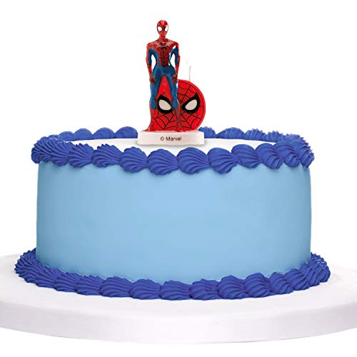 Dekora - Vela de Cumpleaños 3D de Spiderman para Tartas Infantiles - 9 cm