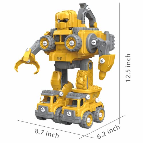 Desmontar Juguetes 5 en 1 Robot Camión Vehículo Juego de Alfombrilla de Juego de Juguete Construcción de Coche Juguetes Transform Camiones Push and Go Regalos para niños de 3 4 5 6 7 8 años