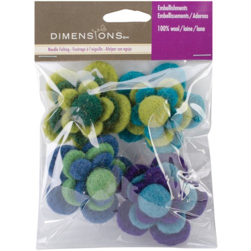 DIMENSIONS Feltworks Layered Cool Flowers-2" 4/Pkg