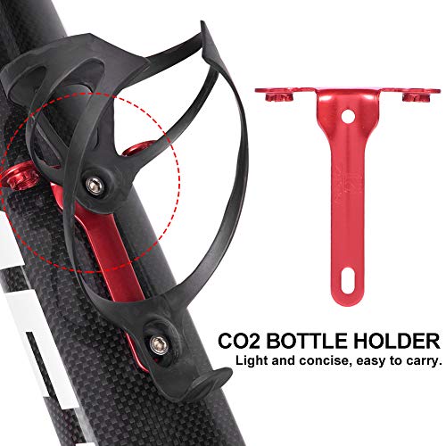 Dioche Soporte para Cartuchos de CO2, 2pcs Soportes de Cartucho CO2 Portabidón con 4pcs Tornillos Tuercas Bicicleta Ciclismo Accesorio Durable(Rojo)