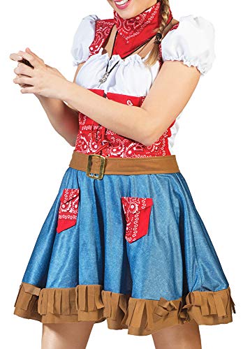 Disfraz de Cowgirl Arizona para mujer, vestido de vaquero salvaje del oeste, vestido de vaquero para carnaval, fiesta temática multicolor 38-40