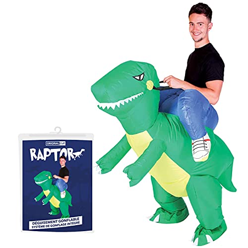 Disfraz de Dinosaurio Inflable | Disfraz de Raptor Inflable Tamaño Adulto | Poliéster Cómodo | Resistente | Sistema de inflación Incluido | OriginalCup®