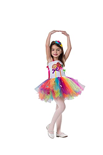 Disfraz de vestir de lollipop de América - Candyland Tutu Dress Up para niñas - Disfraz de dulces de Halloween para niños