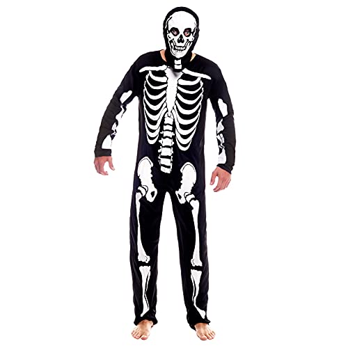 Disfraz Esqueleto Adulto Halloween Básico [Talla L]【Tallas Adulto S a L】【Mono Estampado de Huesos con Máscara】 Disfraces Halloween para Hombre
