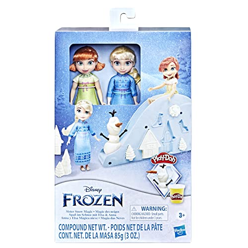 Disney Frozen Sister Snow Magic, Non-Toxic Play-Doh Playset, Young Anna and Elsa Dolls, Toy for Kids 3 Years Old and Up